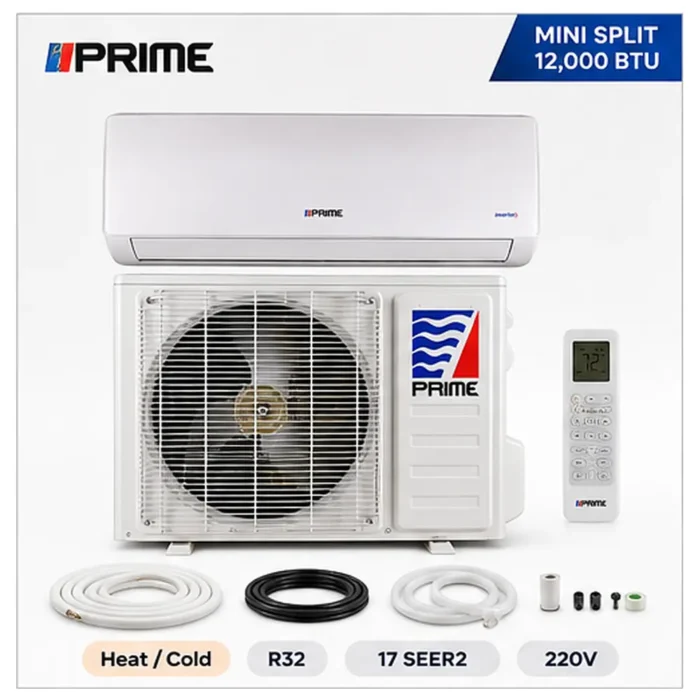 prime-mini-split-12000-btu-01 Mini Split PRIME 12000 BTU HEAT/COLD 17 SEER2 R-32 220V - Image 1