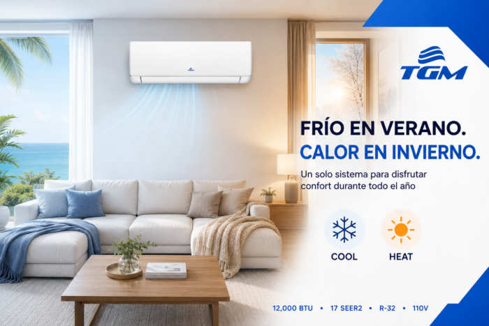 tgm-12000-02-frio-calor Mini Split TGM 12000 BTU HEAT/COLD 17 SEER2 R-32 110V - Image 1