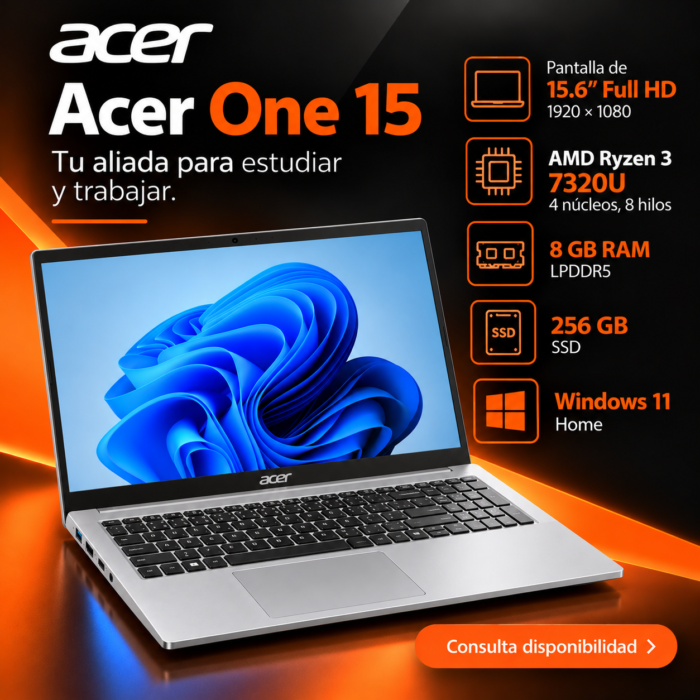 Acer One 15 Ryzen 3, 8 GB, 256 GB SSD, plata - Image 2