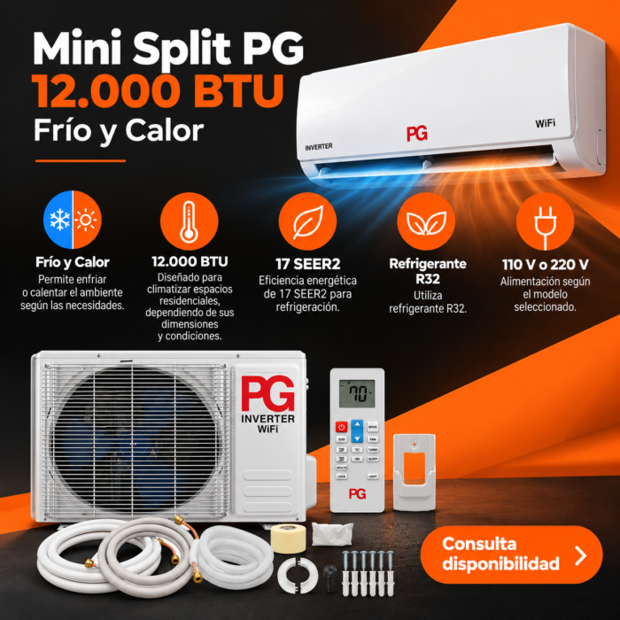 PG Mini Split Inverter 12.000 BTU Frío y Calor, 110 V - Image 2
